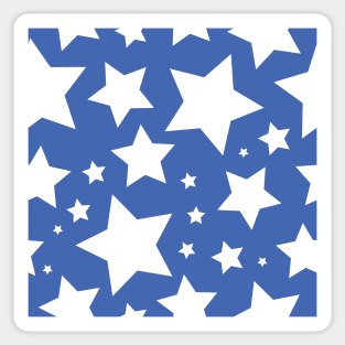 White star print on blue Sticker